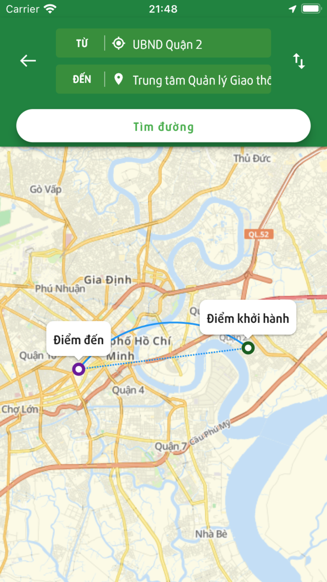 Journey planner — origin to destination
