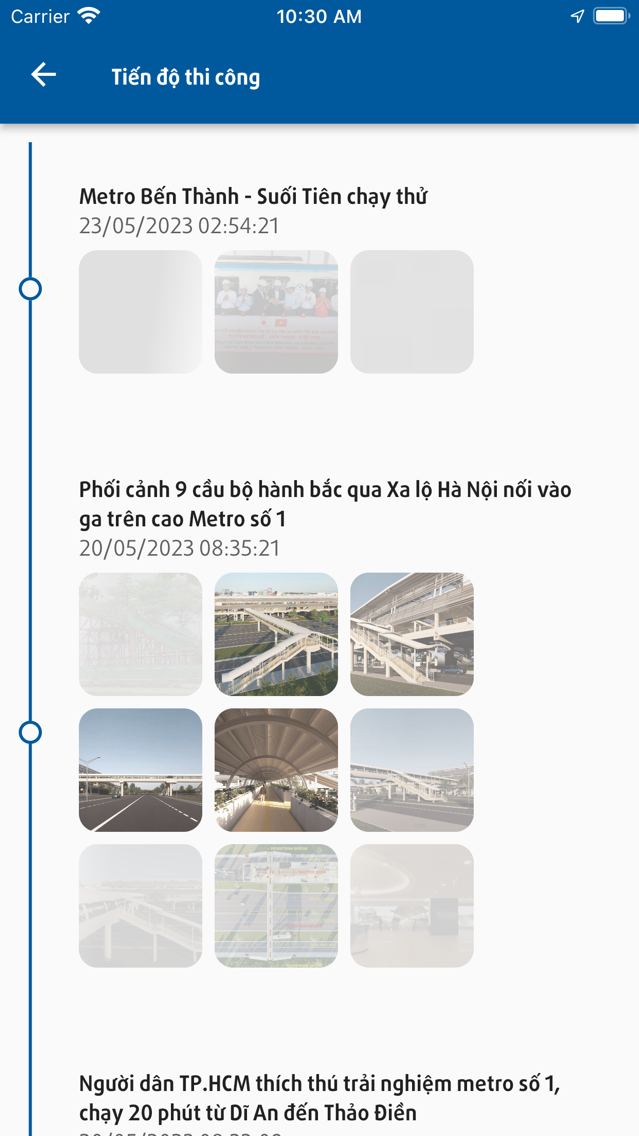 Construction-progress news timeline
