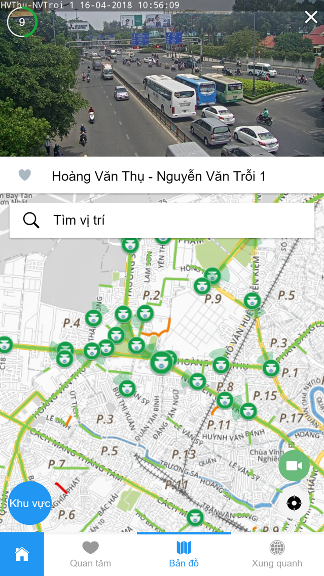 Live traffic camera feed over a congestion map