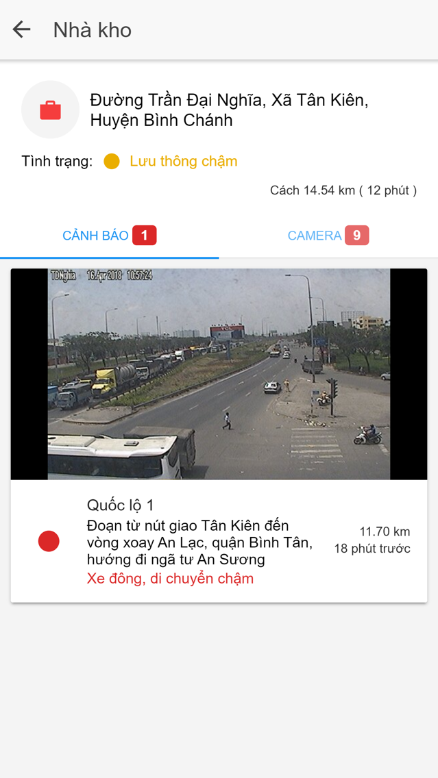 Location detail — incident alert & live camera
